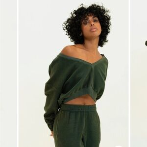 Dark Green Off-Shoulder